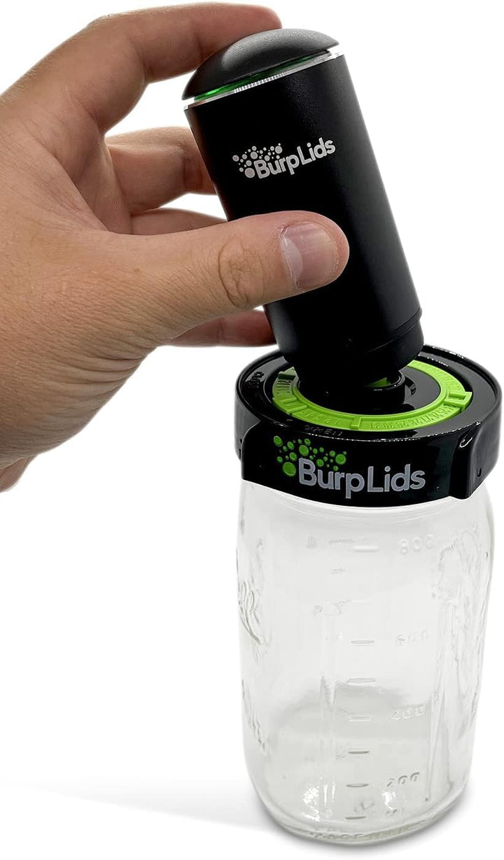 Burp Lids Automatic Pump | for Curing, Harvesting & Automatic Burping | Fits All Wide Mouth Jars